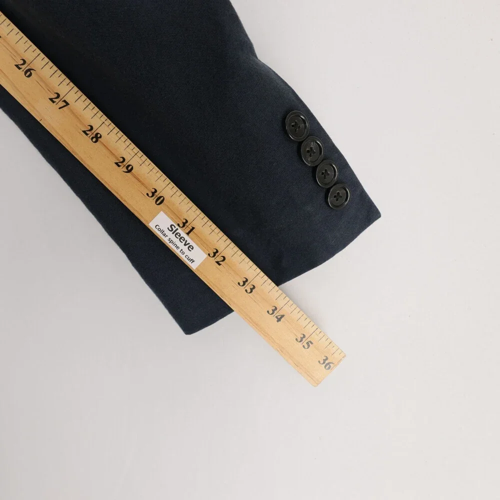 J Crew Ludlow Blazer Mens 46R Navy Blue Cotton Linen Unstructured Baird McNutt